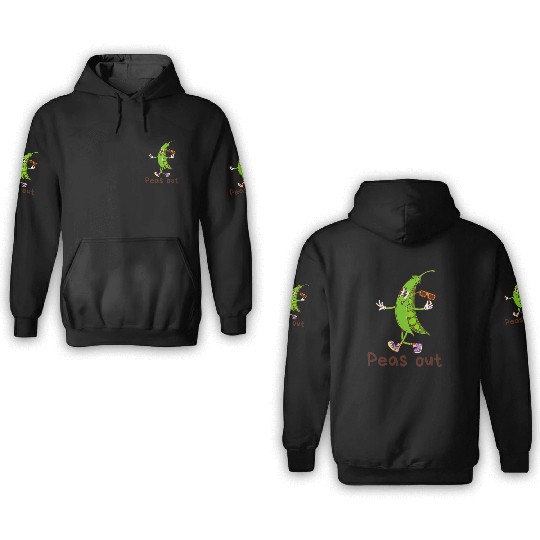 Playful Pea Out Character for Casual Wear 3D Hoodies