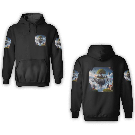Floating Island Growth Illustration 3D Hoodies