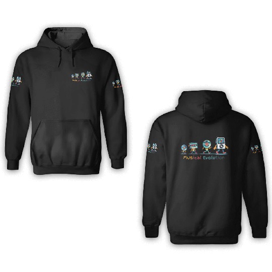 Retro Music Evolution Illustration 3D Hoodies