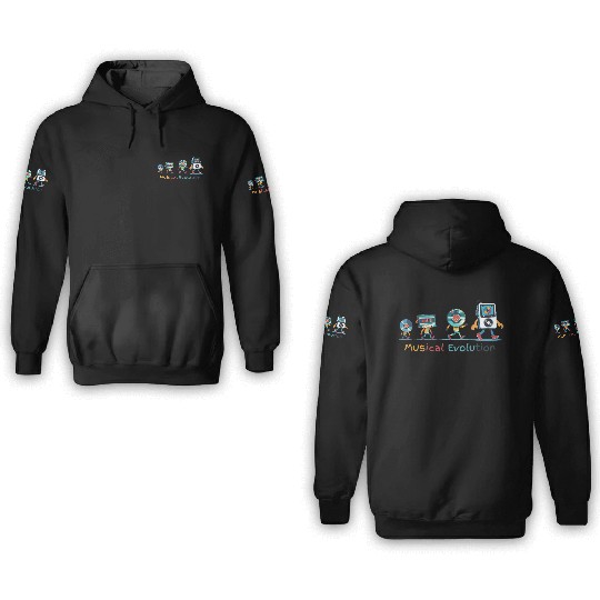 Retro Music Evolution Illustration 3D Hoodies