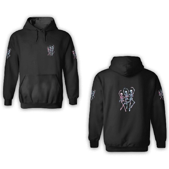 Neon Skeleton Dance Illustration 3D Hoodies
