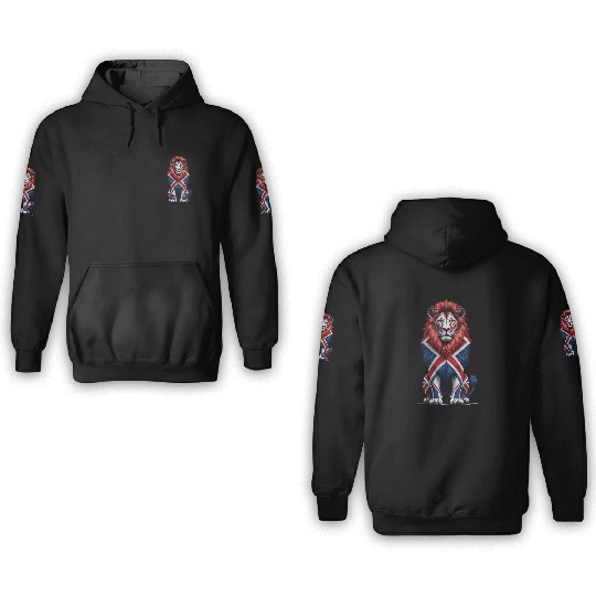 Regal Lion with Union Jack Mane 3D Hoodies