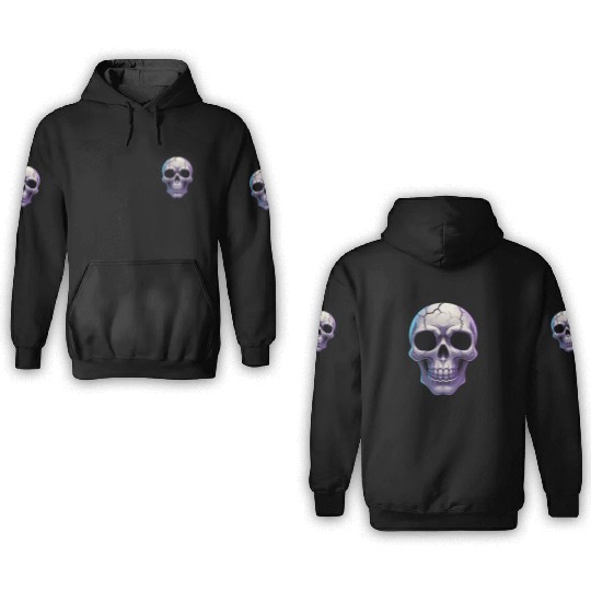 Cracked Midnight Skull Illustration 3D Hoodies