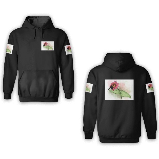 Wildflower and Bumblebee Illustration 3D Hoodies