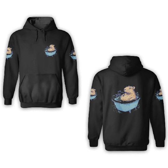 Capybara is Enjoying Its Bathtub 3D Hoodies