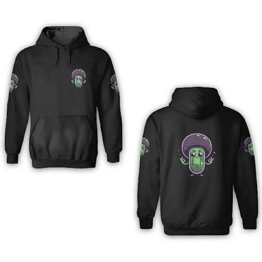 Whimsical Broccoli with Afro Hair 3D Hoodies