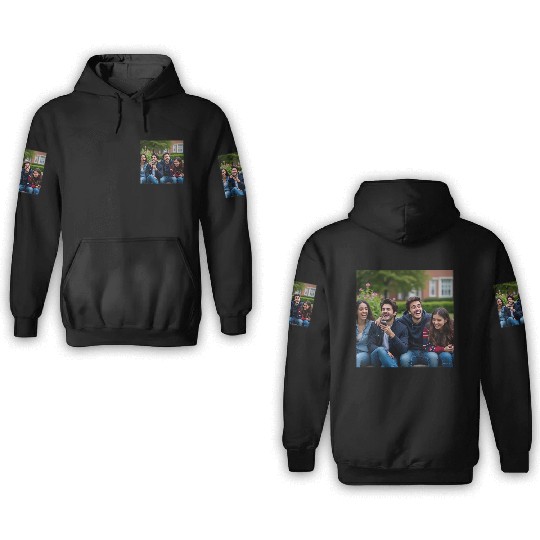 Joyful Group Friendship Illustration 3D Hoodies