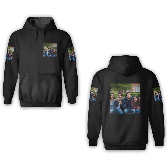 Joyful Group Friendship Illustration 3D Hoodies