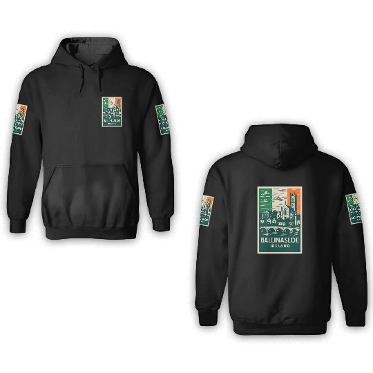 Ballinasloe Ireland Scenic Townscape 3D Hoodies