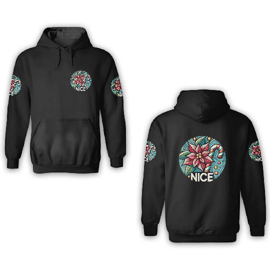 Festive Poinsettia Holiday Patch 3D Hoodies