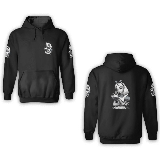 Black and White Retro Tattoo Girl Design 3D Hoodies