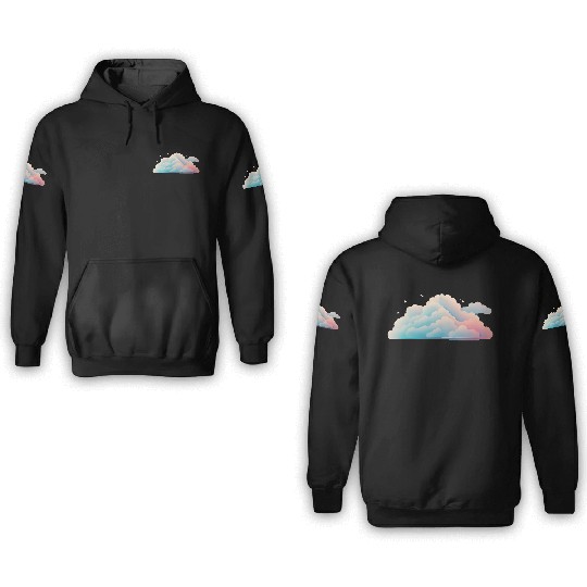 Pastel Cloudscape Abstract Design 3D Hoodies