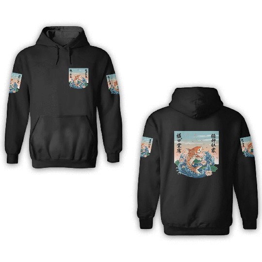 Koi Fish and Lotus Harmony Design 3D Hoodies