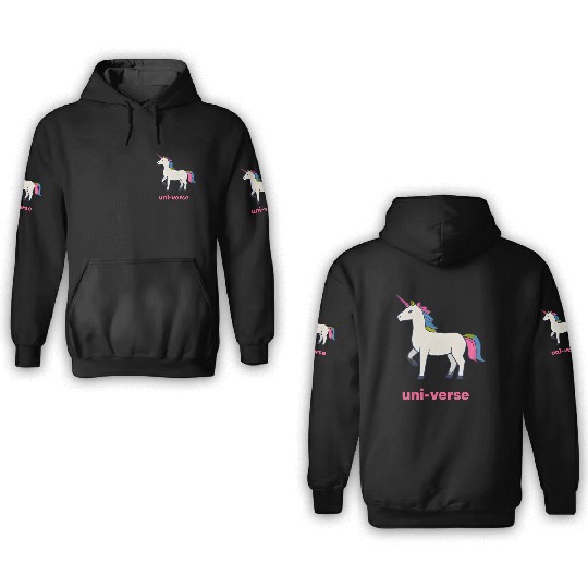 Colorful Cartoon Unicorn Illustration 3D Hoodies