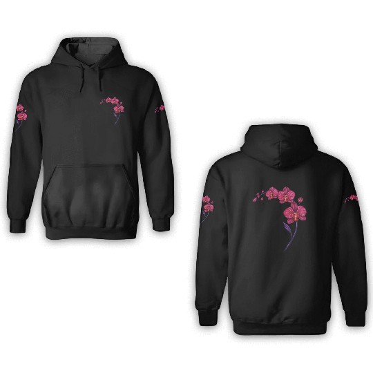 Elegant Violet Pink Orchid Flower Branch Design 3D Hoodies