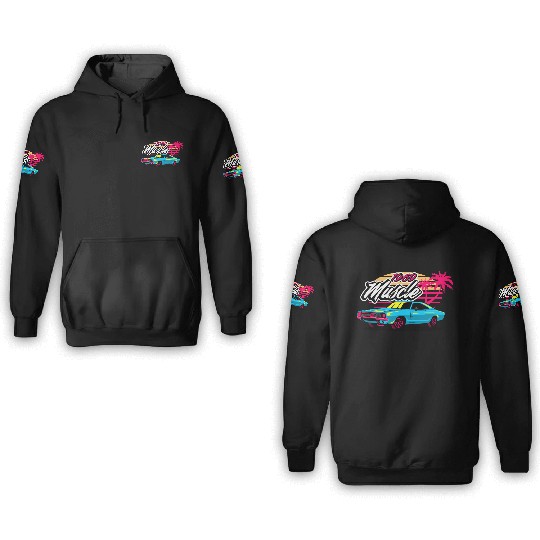Retro 1969 Muscle Car Sunset Design 3D Hoodies