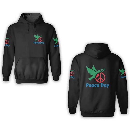 Peace Day Dove with Olive Branch 3D Hoodies