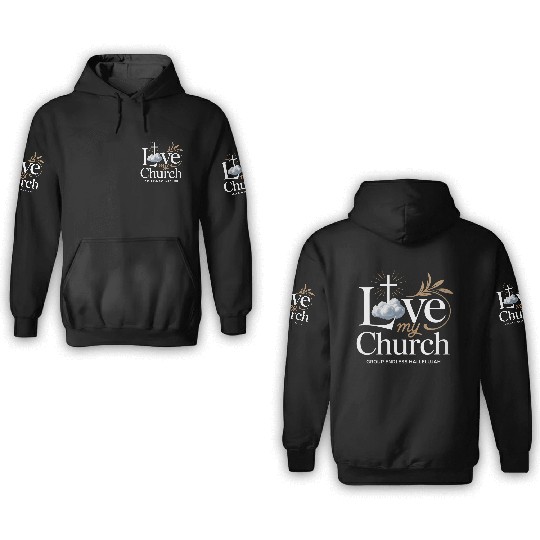 I Love My Church Cross Christian Streetwear 3D Hoodies