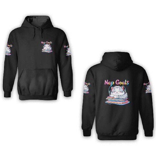 Cute Cat Nap Goals Design 3D Hoodies