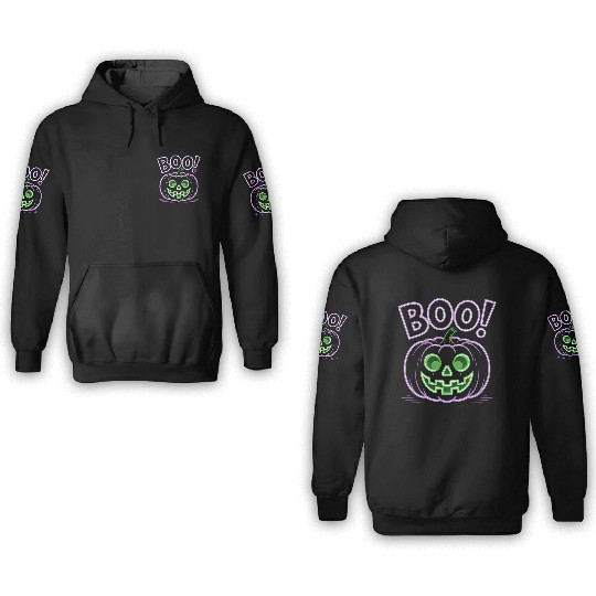 Neon Jack-O-Lantern Halloween Design 3D Hoodies