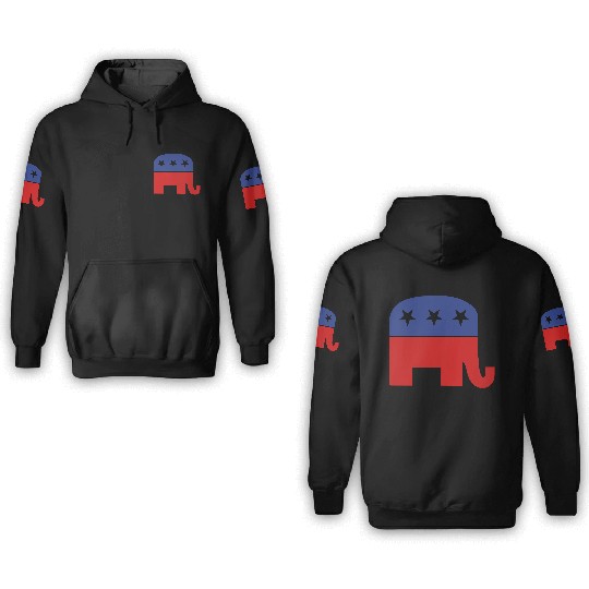 Republican elephant 3D Hoodies