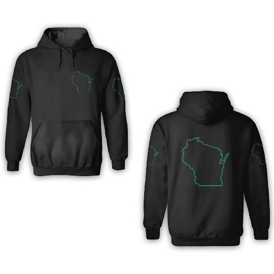 Wisconsin State Outline Design 3D Hoodies