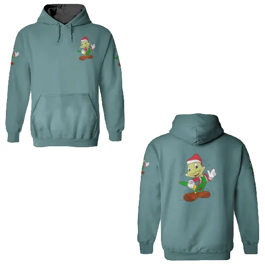 Disney Jiminy Cricket Pinocchio Santa Christmas Lights 3D Hoodies