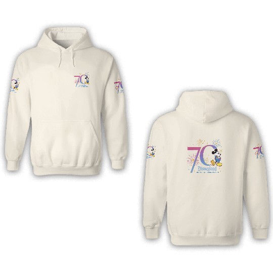 70Th Anniversary Disneyland Resort 1955 3D Hoodies, Happiest Place On Earth, Mickey Mouse Platinum Celebration Classic Pose 3D Hoodies, Disneyland Trip