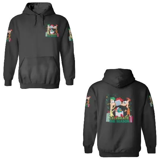 Disney Santa Phineas and Ferb Perry the Platypus Celebrate the Season Christmas Lights 3D Hoodies