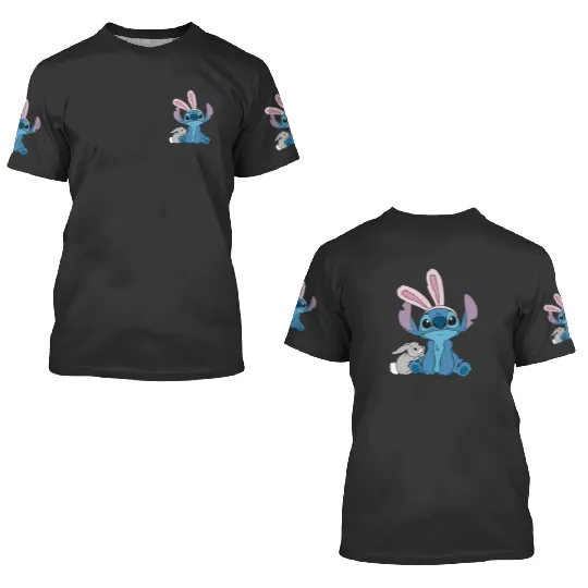 Disney Stitch Easter 3D T Shirts, Disney Easter 3D T Shirts, Easter Disneyland 3D T Shirts