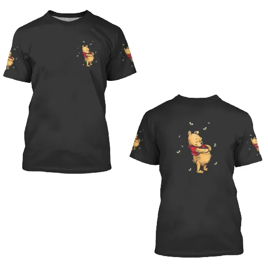 Disney Winnie the Pooh 3D T Shirts, Pooh Bear with Bee 3D T Shirts