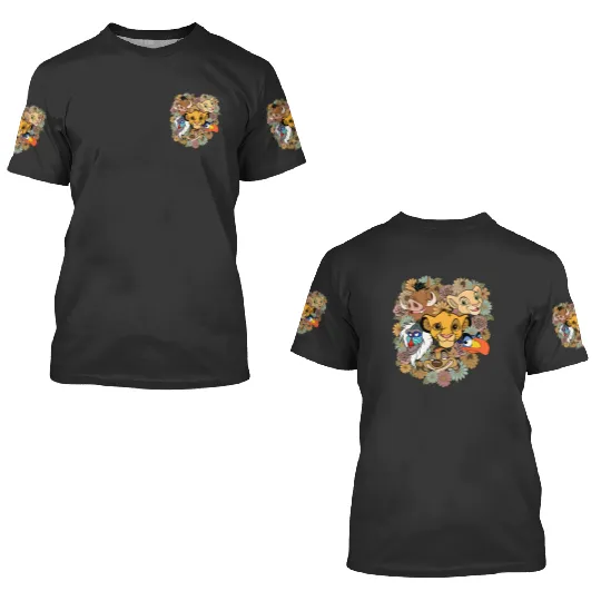 Disney The Lion King Movie Characters Floral 3D T Shirts, Disney Simba and Nala 3D T Shirts