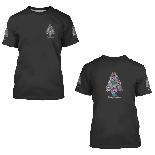 Disney Cute Stitch Christmas Tree 3D T Shirts