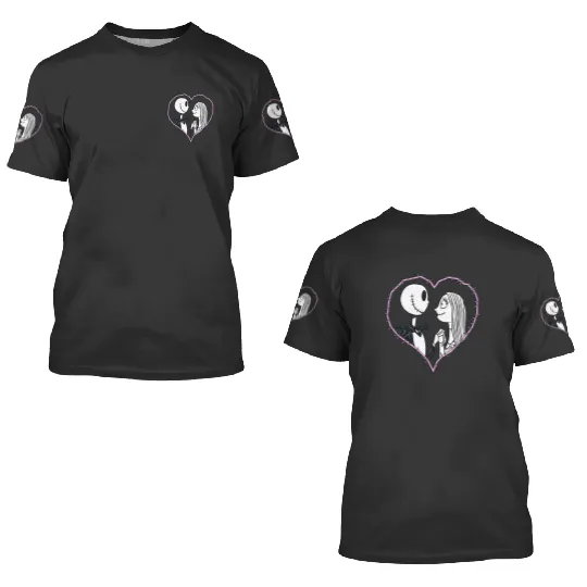 Disney The Nightmare Before Christmas Jack Sally Heart 3D T Shirts