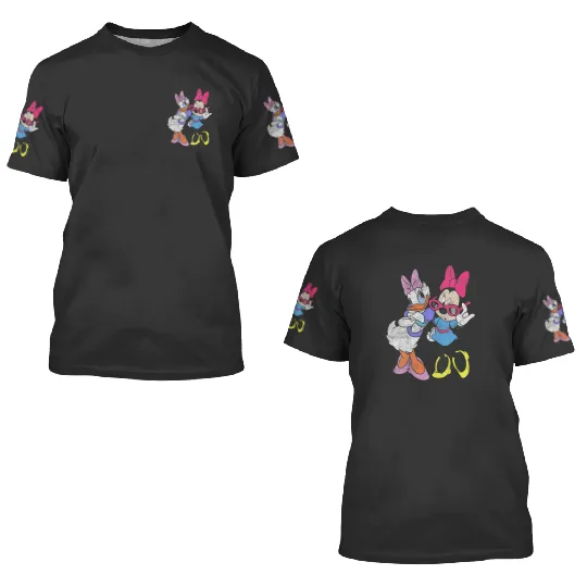 Womens Disney Mickey And Friends Daisy Minnie Vintagess Fashion VNeck 3D T Shirts