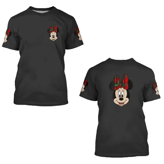 Womens Disney Mickey And Friends Christmas Minnie Mistletoe Bow VNeck 3D T Shirts