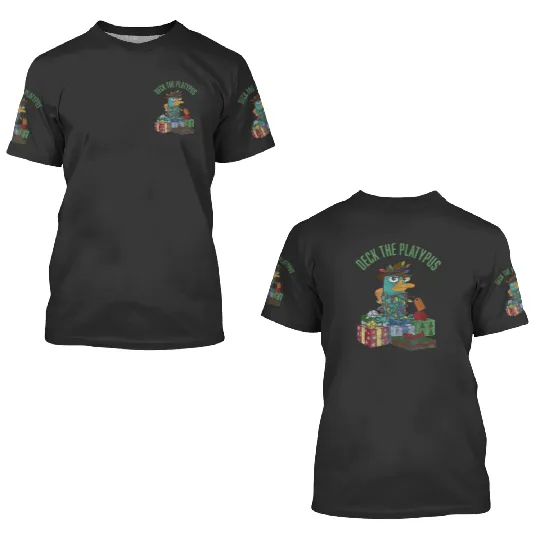 Disney Phineas and Ferb Christmas Perry Deck The Platypus 3D T Shirts
