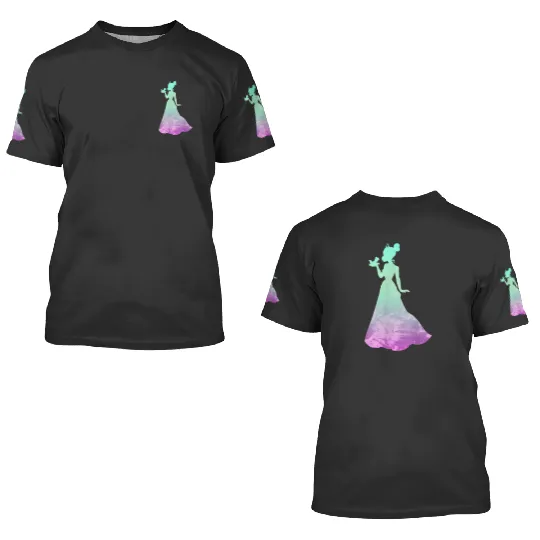 Disney Princess Tiana Silhouette Pretty Tie Dye 3D T Shirts
