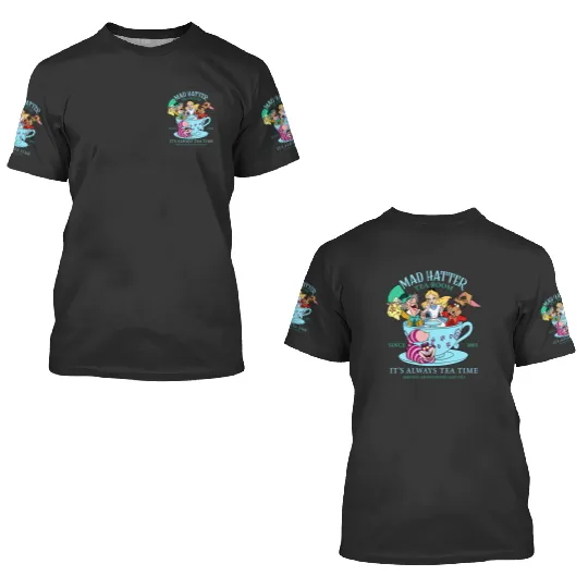 Vintage Alice in Wonderland 3D T Shirts, Mad Hatter 3D T Shirts, Tea Party 3D T Shirts, Disney Family Vacation, Disneyland Trip