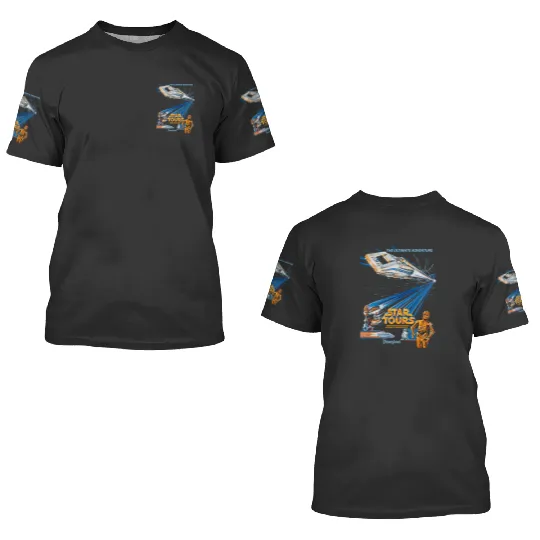 Vintage Star Tours 3D T Shirts Star Wars Ride 3D T Shirts Disneyland 3D T Shirts Y2k Disney 3D T Shirts Star Wars 3D T Shirts