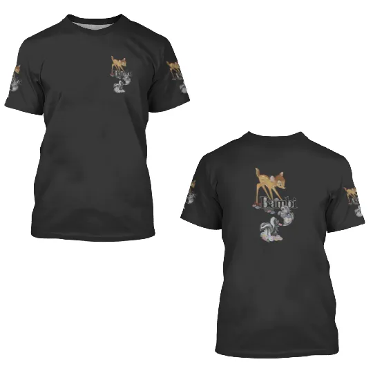 Disney Bambi Group Shot Title Logo 3D T Shirts
