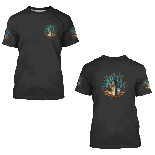 Disney Pocahontas Follow Your Path Circle Text 3D T Shirts