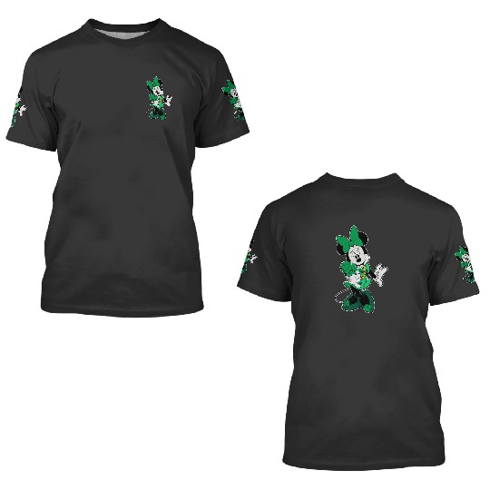 Disney Retro Shamrock Minnie Mouse St. Patricks Day 3D T Shirts