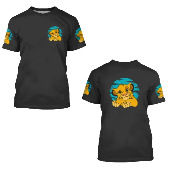 Disney The Lion King Young Simba Resting Blue 90s 3D T Shirts