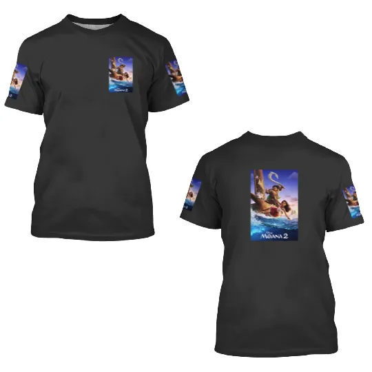 Disney Moana 2 Set Sail  Movie Teaser Poster & Logo 3D T Shirts