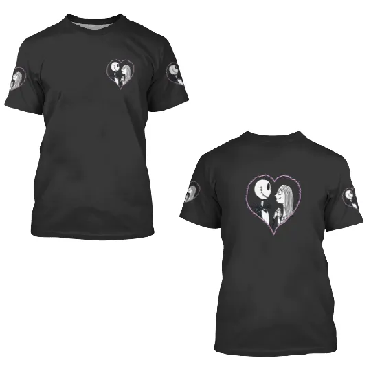Disney The Nightmare Before Christmas Jack Sally Heart 3D T Shirts