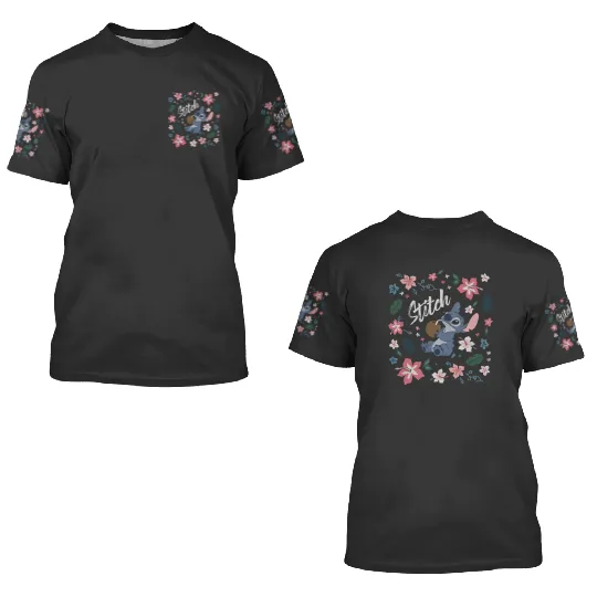 Disney Lilo Stitch Floral Stitch Coconut Portrait Pullover Hoodie 3D T Shirts