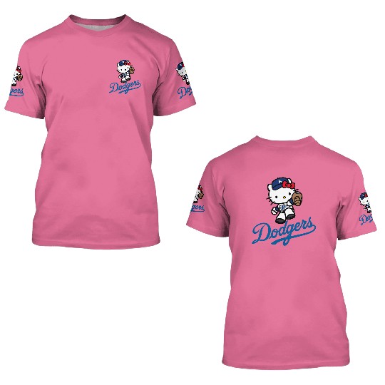 Hello Kitty Dodgers 3D T Shirts, Dodgers Baseball, Dodgers 3D T Shirts, Baseball 3D T Shirts, Dodgers Baseball 3D T Shirts, Dodgers World Series