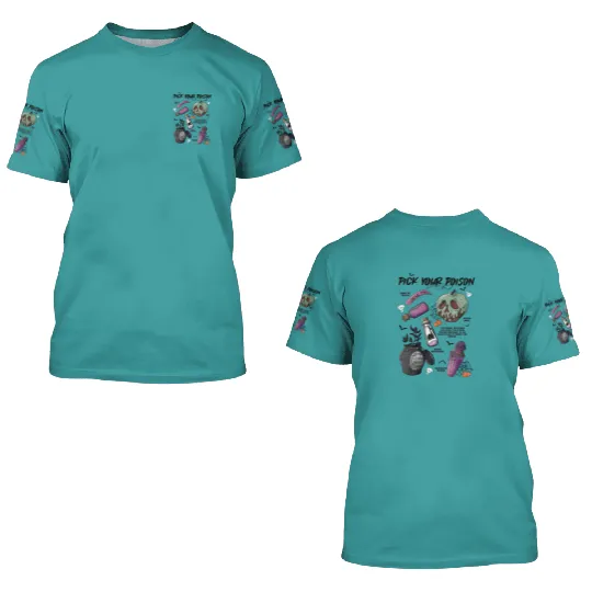BVintage Retro Pick Your Poison Disney Halloween  3D T Shirts, Disney Villains