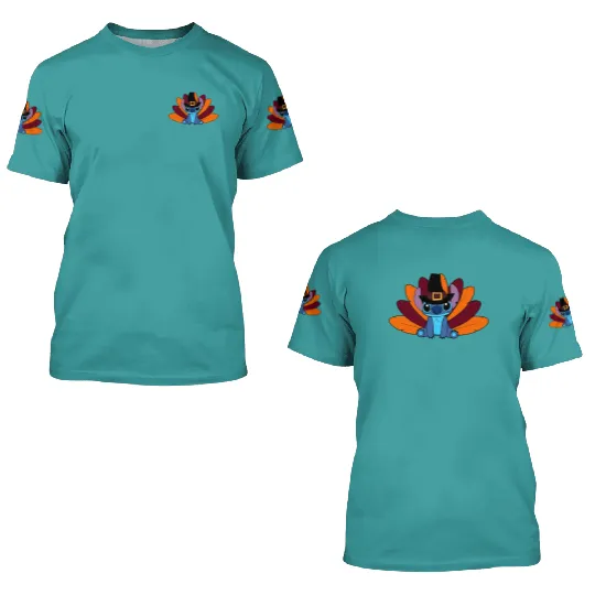 Disney Thanksgiving Turkey Stitch, Disney Stitch 3D T Shirts